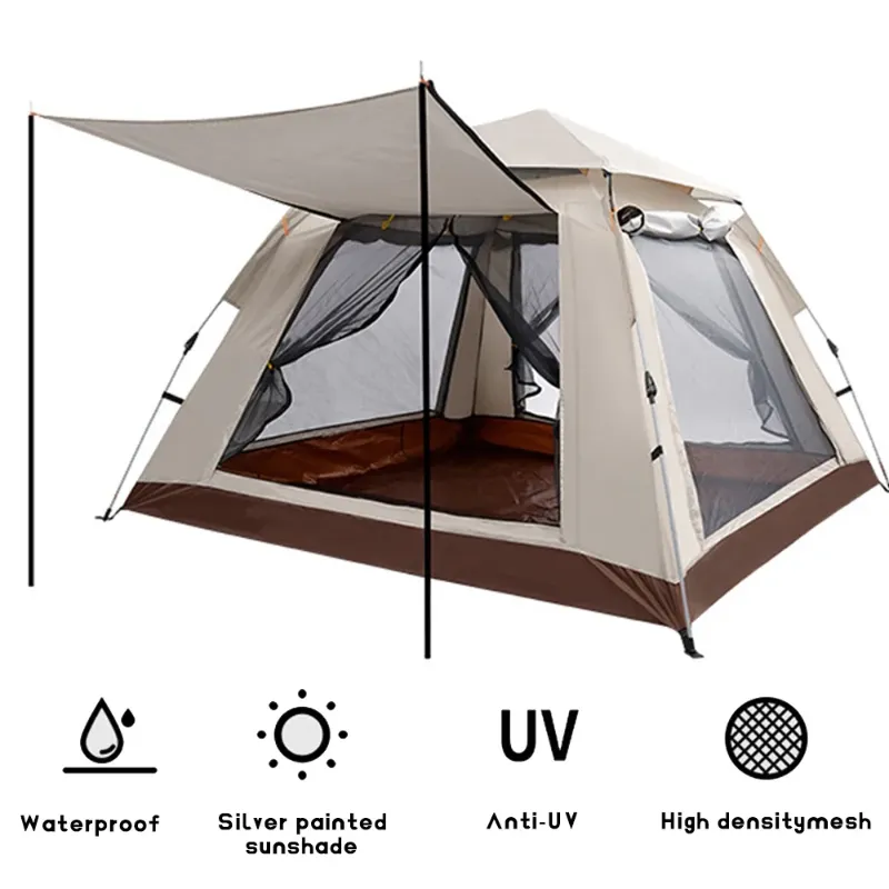 Photo 1 of Outdoor Camping Tent, Automatic Pop-Up Waterproof Tent, 4-6 Person Family Camping Tent for Family Car Trip