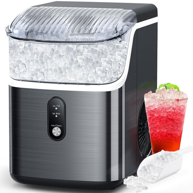 Photo 1 of COWSAR Nugget Ice Makers Countertop, Soft Chewable Crushed Ice Maker Machine, Portable Pebble Ice Maker Countertop, 34Lbs/Day, Self-Cleaning, One-Button Operation Ice Machine for Home Kitchen Party
