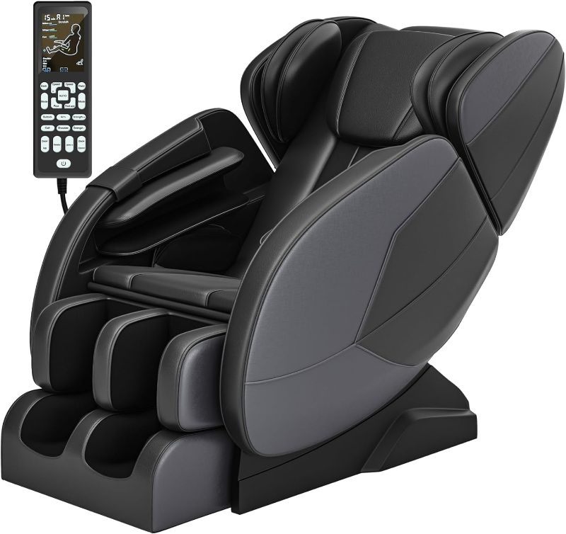 Photo 1 of 2024 Massage Chair Full Body, Zero Gravity Recliner with Shiatsu Massage, 6 Auto Mode, Heater, Bluetooth, Foot Massage Rollers, Black and Gray
