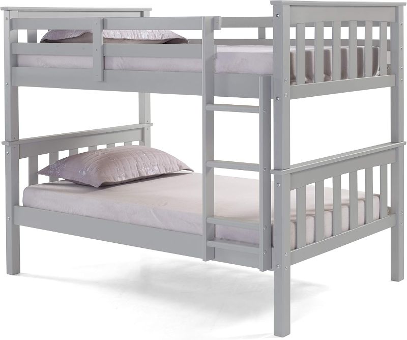 Photo 1 of Bunk Bed Solid Wood Sturdy Twin Over Twin with Ladder and Safety Rail Grey - Kids' Twin Loft Bunk Bed with Headboard - by from The Tree Furniture