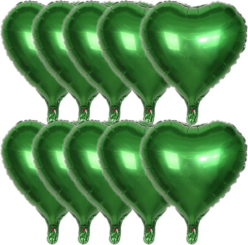 Photo 1 of 10pcs Green Shape Foil Balloons for Engagement Anniversary Wedding Decoration 18Inch