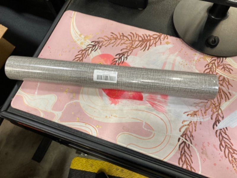 Photo 1 of FunStick Thick Grey Grasscloth Wallpaper Peel and Stick Textured Faux Grasscloth Peel and Stick Wallpaper Grey Fabric Contact Paper for Cabinets Removable Grey Wall Paper for Bedroom Walls 12"x200"
