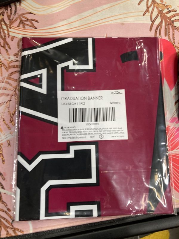 Photo 1 of 2024 Graduation Party Plastic Backdrop - 65" x 32.7" Congrats Grad Banner in Maroon, Large Class of 2024 Decorations, Photography & Grad Party Supplies
