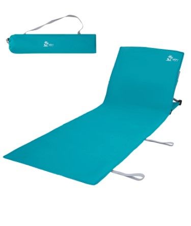 Photo 1 of #WEJOY Folding Beach Chair Adjustable Folding Lounge Chairs Portable Beach Mat for Adult(Cyan)

