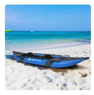 Photo 1 of  Inflatable Water Float Set Portable 2-person Kayak with Aluminium Oars EVA Padded Seat Blue

***Used, like new
