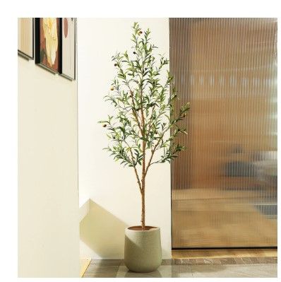 Photo 1 of 6FT Artificial Olive Tree with Fruits and Wood Branches, Plant in Black Plastic Pot. DR.Planzen

**NEW, FACTORY SEALED.