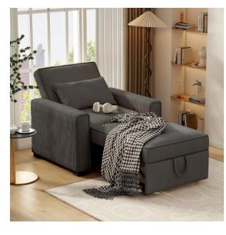 Photo 1 of Adjustable Pull Out Sofa Bed with Throw Pillow, Modern Soft Corduroy Fabric Sofa Sleeper for Single (GREEN)

**STOCK PHOTO IS FOR REFERENCE ONLY.
NEW, FACTORY SEALED.