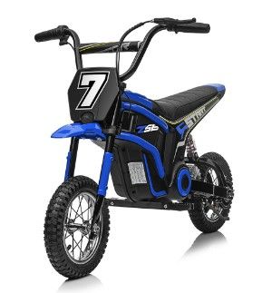 Photo 1 of 24V Electric Dirt Bike, Neche 350W Powered Ride on Motorcycle,Electric Motorcycle with Shock Absorption Suspension for Kids Age 13+,Blue
