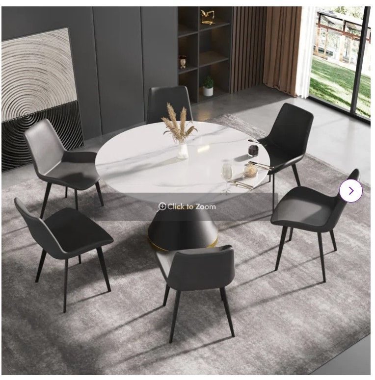 Photo 1 of ***CHECK COMMENT****Our round-stone dining table combines style and functionality. With a choice of white or black tabletops, it suits any decor. The heat-resistant and scratch-resistant surface is perfect for everyday use. The modern design, with carbon 