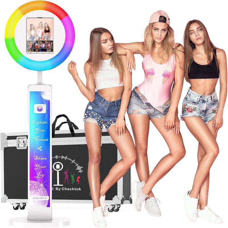 Photo 1 of ***MISSING PARTS*** Portable Photo Booth Machine for iPad 10.2in 10.9in 11in 12.9in, Software Remote Control RGB Ring Light Music Sync, Customized Logo Photobooth with Flight Case for Parties