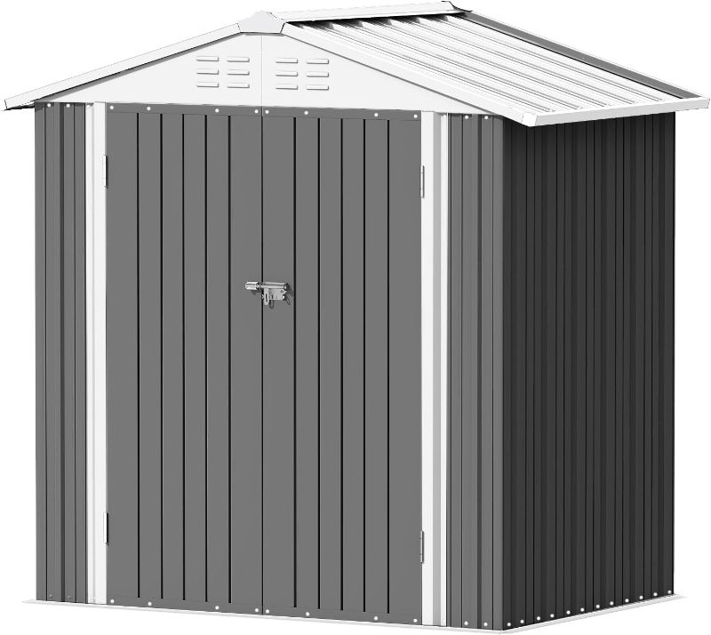 Photo 1 of Devoko Outdoor Storage Shed 6 x 4 FT Lockable Metal Garden Shed Steel Anti-Corrosion Storage House with Double Lockable Door for Backyard Outdoor Patio (Grey)

***new, factory sealed.