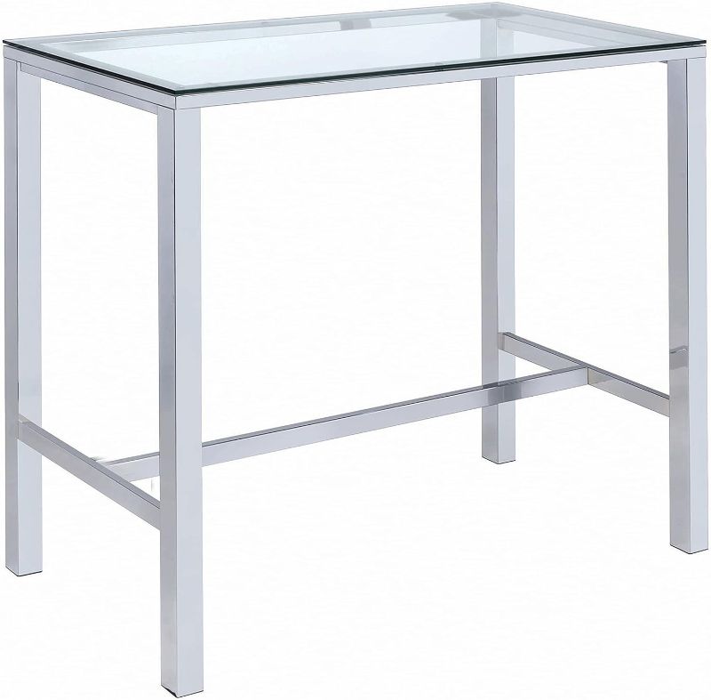 Photo 1 of Bar Table with Glass Top Aluminum 

***new, factory sealed.
stock photo is for reference only.