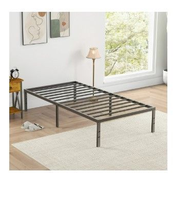 Photo 1 of Heavy Duty Metal Twin Bed Frame with Under Bed Storage - 14 Inches High, Sturdy Steel Slat Support, No Box Spring Required, Platform Bed Frame

**New, factory sealed.