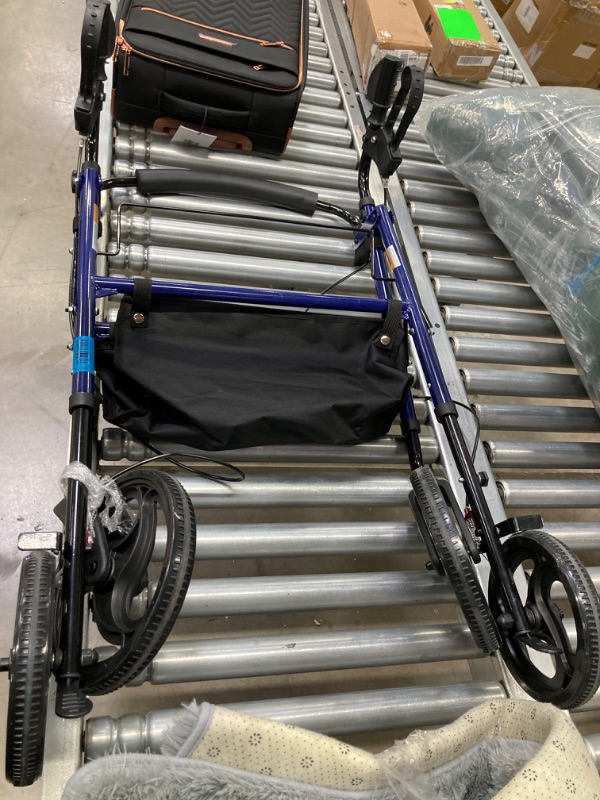 Photo 2 of ELENKER Rollator Walker with 10” Wheels, Sponge Padded Seat and Backrest, Fully Adjustment Frame for Seniors, Blue
