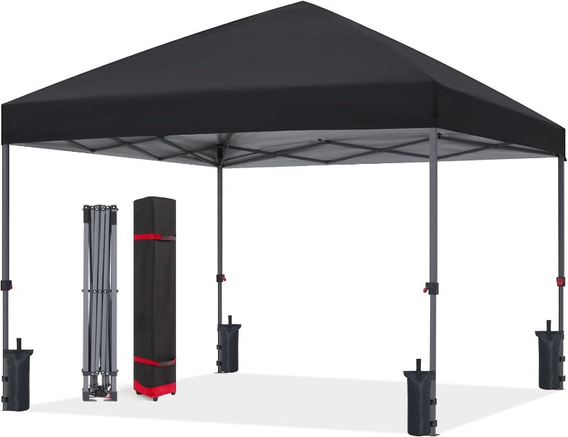 Photo 1 of ABCCANOPY Pop Up Canopy - 10x10 Outdoor Patio Portable Canopy Tent Heavy Duty for Backyard and Deck with 4 Sandbags(Black, 10x10)

**NEW