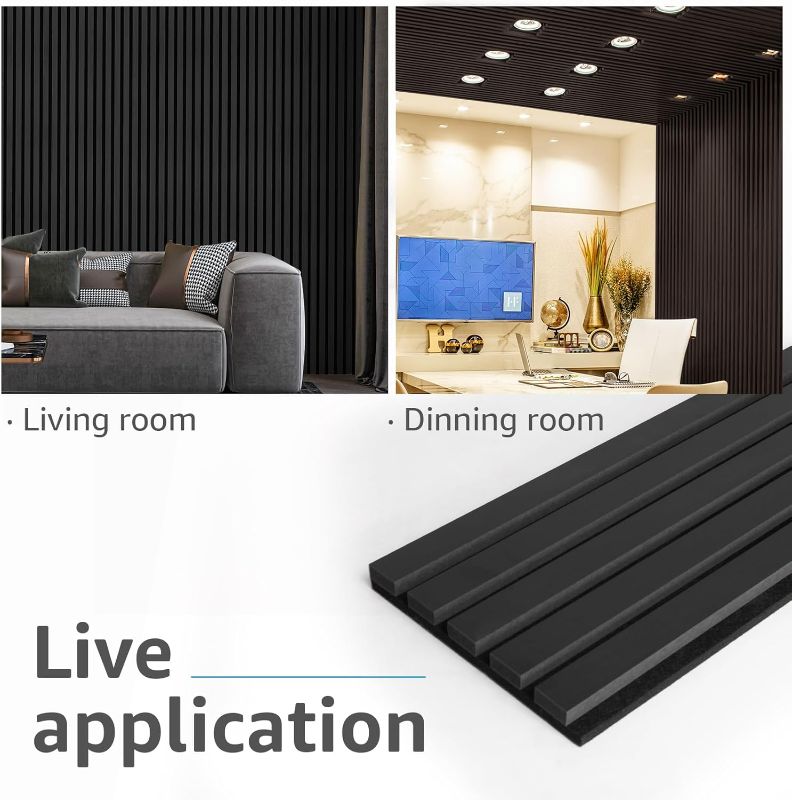 Photo 1 of **THE COLOR IS BLACK****4 Wood Slat Acoustic Panels for Wall and Ceiling - 3D Fluted Sound Absorbing Panel with Wood Finish - BLACK

***NEW, FACTORY SEALED.


119.99

