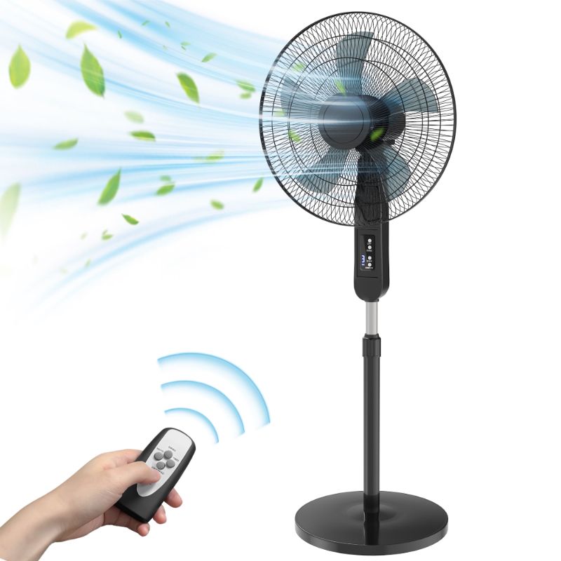 Photo 1 of (*** NO REMOTE***) Riousery 17''Oscillating Pedestal Fan with 3-Speeds, 50" H Stand Floor Fan with Remote Control, Black,New