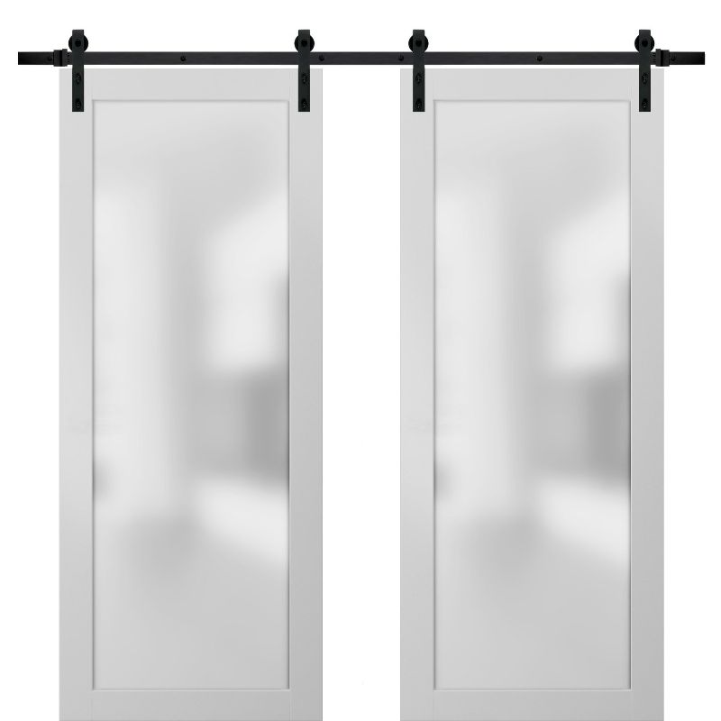 Photo 1 of (*** HARDWARE AND MOUNT ONLY***) Sliding Lite Double Barn Frosted Glass Doors 48 x 96

