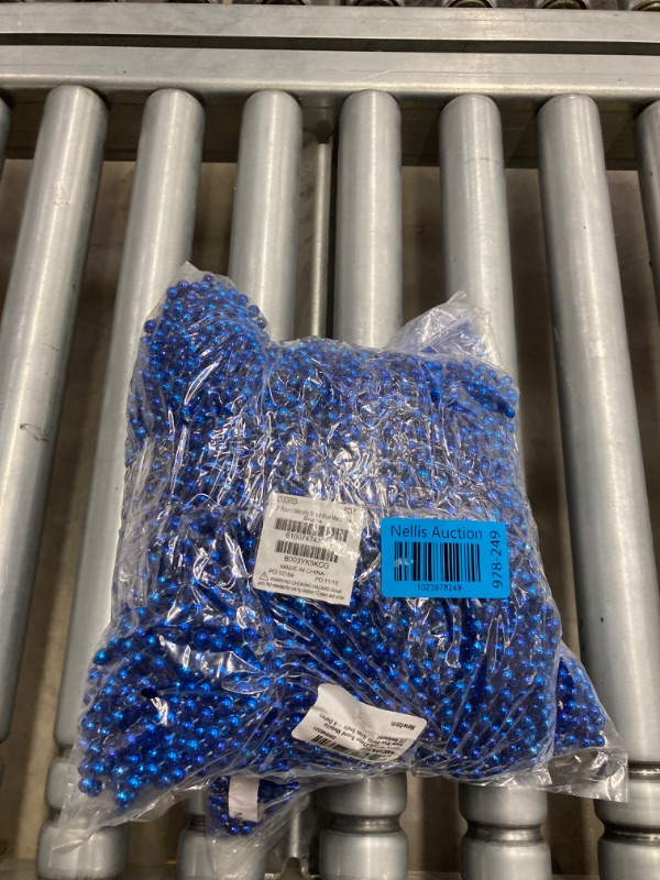 Photo 2 of (*** 2 PACK***)33 inch 07mm Round Metallic Royal Blue Mardi Gras Beads - 6 Dozen (72 Necklaces)