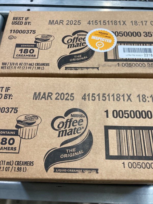 Photo 2 of (*** 2 packs***)Nestle Coffee mate Coffee Creamer, Original, Liquid Creamer Singles, Non Dairy, No Refrigeration, 0.375 fl oz Tubs (Pack of 180)