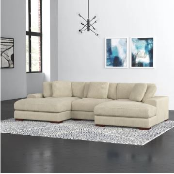 Photo 1 of 3 - Piece Corduroy Sectional Almond