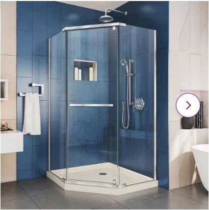 Photo 1 of Chrome DreamLine Prism 38" W x 38" D x 74.75" H Frameless Neo-Angle Shower Enclosure with Base Included