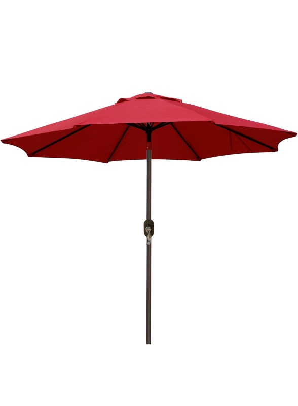 Photo 1 of ***FOR PARTS, DAMAGED*** Blissun 9' Outdoor Patio Umbrella, Outdoor Table Umbrella, Yard Umbrella, Market Umbrella with 8 Sturdy Ribs, Push Button Tilt and Crank