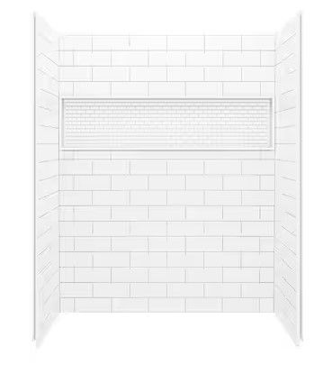 Photo 1 of Bootz Industries
NexTile 30 in. D x 60 in. W x 74 in. H Composite Direct-to-Stud Four-Piece Alcove Subway Tile Shower Wall Kit in White