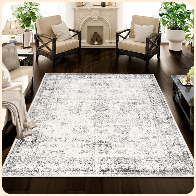 Photo 1 of Istana 8x10 Rug – Grey & Beige Area Rug - Foldable Boho Rugs for Living Room 8x10 - Stain Resistant Modern Area Rugs 8x10 - Living Room Area Rugs 8x10 -...