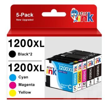 Photo 1 of 1200XL 1200 Ink cartridges for Canon PGI-1200XL PGI-1200 XL Compatible for Canon MAXIFY MB2320 MB2020 MB2720 MB2120 MB2050 Printer (2 Black, Cyan, Magenta, Yellow, 5-Pack)