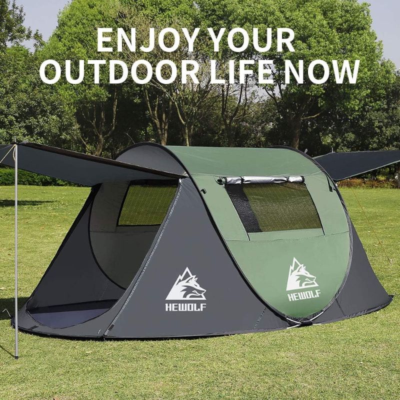 Photo 1 of 4 Person Easy Pop Up Tent Waterproof Automatic Setup 2 Doors-Instant Family Tents for Camping Hiking & Traveling