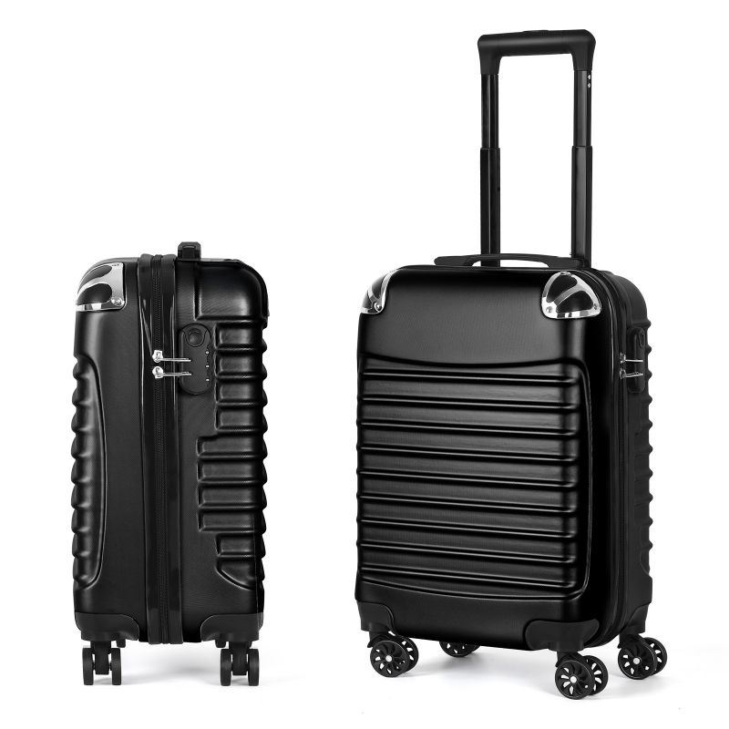 Photo 1 of 20-Inch Expandable Hardside Carry-On Luggage with Spinner Wheels, 20" Hardshell ABS Expandable Spinner Luggage Lightweight Suitcase Carry on for Travel (Black)