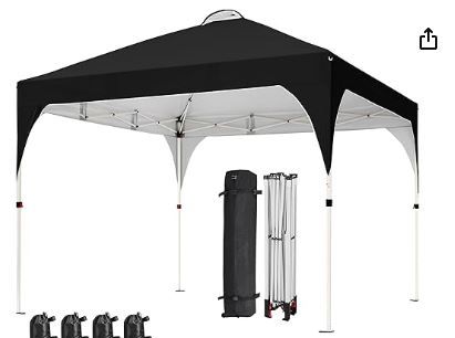 Photo 1 of 10x10 Pop-up Canopy Tent Easy One Person Setup Instant Outdoor Beach Canopy Black