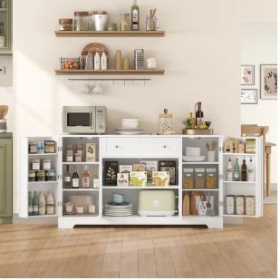 Photo 1 of ***SEE COMMENTS*** Homfa Kitchen Sideboard Buffet with Drawer, Pantry Cabinet with Internal Hidden Shelves, White