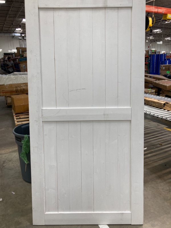 Photo 2 of SmartStandard 36 x 84 inch White Barn Door Slab MDF Non-bending Sliding Closet Door, Waterproof PVC Coating, Interior Single Door Only, H-Frame 36"x84" White