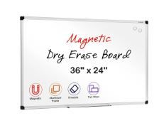 Photo 1 of ***SEE COMMENTS*** VUSIGN Magnetic Whiteboard Dry Erase Board, 36 X 24 Inches, Wall Mounted White Board with Pen Tray, Silver Aluminium Frame