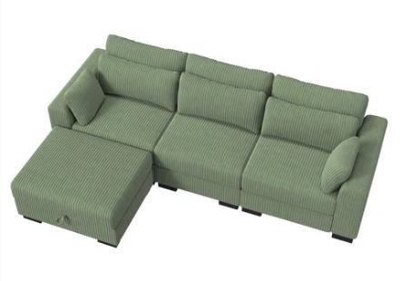 Photo 1 of ***SEE COMMENTS*** 4-Piece L-Shaped Reversible Upholstery Sectional Sofa With Movable Storage Ottoman, Corduroy Sofa Collection