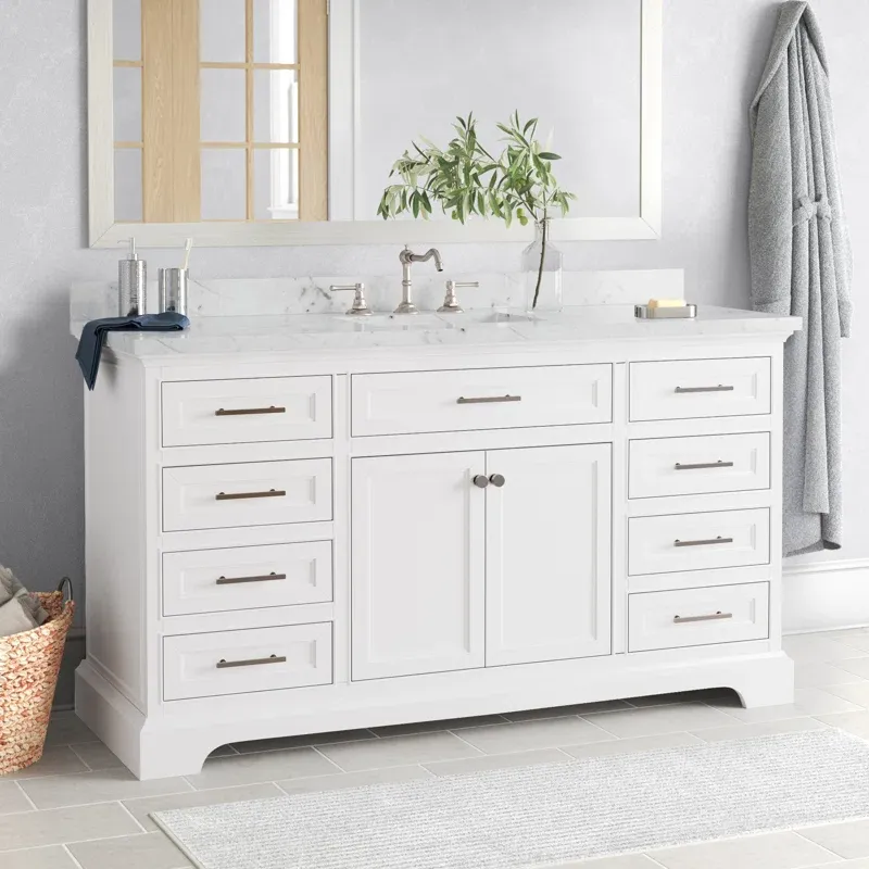 Photo 1 of 60'' Single Bathroom Vanity with Engineered Stone Top ( Missing back splash)