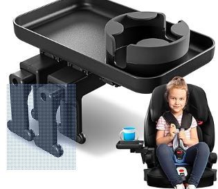 Photo 1 of Adjustable Travel Tray - Universal Quick Attach Clamps for Car Seats, Strollers, Arm Rests, Wagons - Car Seat and Stroller Organizer