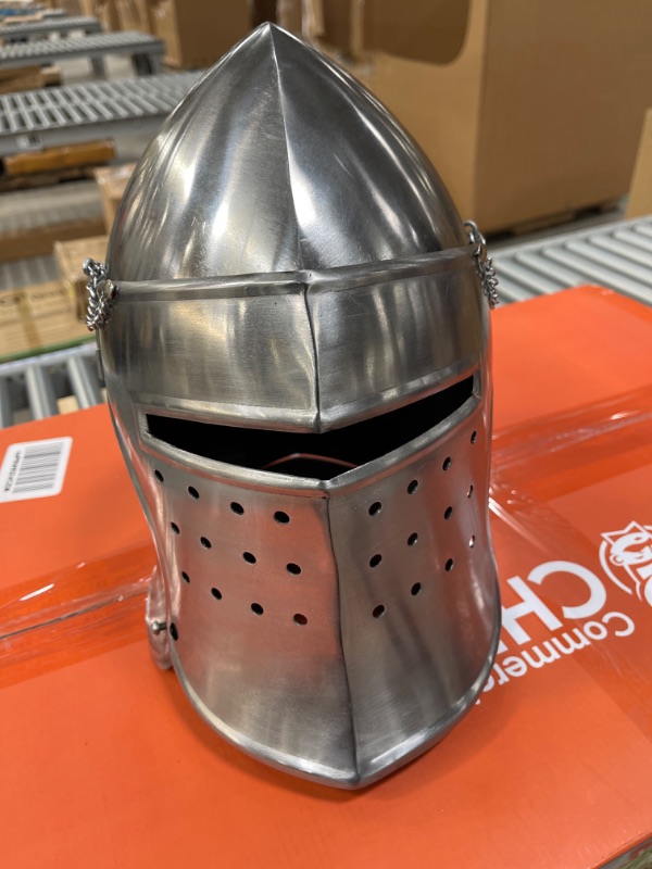 Photo 1 of Medieval Renaissance Detachable Visor Barbute 18 Guage Functional Helmet Armor Rustic Vintage Home Decor Gifts