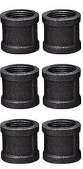 Photo 1 of (2 Pack Bundle) Prim Pipeworks Black Anti-Rust Coating 1/2" Coupling 6 pcs