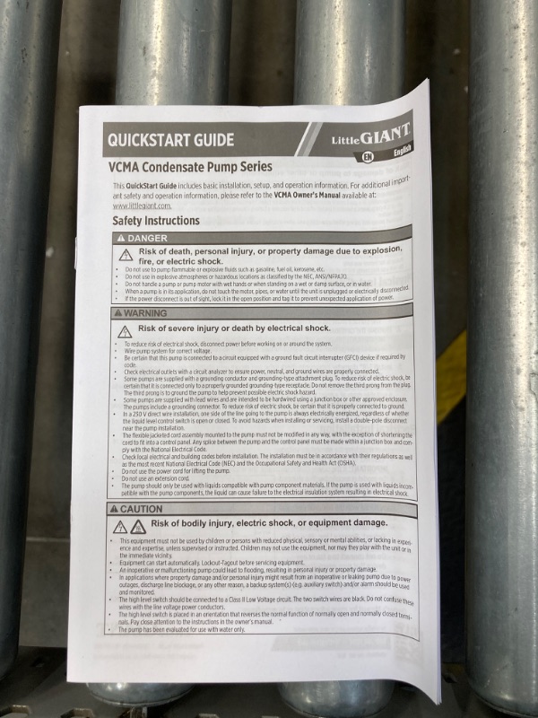 Photo 3 of ***SEE COMMENTS*** Little Giant VCMA-15UL 115 Volt, 65 GPH, 1/50 HP Automatic Condensate Removal Pump & EZ-FLO 3/8 Inch ID (1/2 Inch OD) PVC Clear Vinyl Tubing, 10 Foot Length, 98620 Base Model (no safety switch) Pump + HARDWARE_TUBING,98620