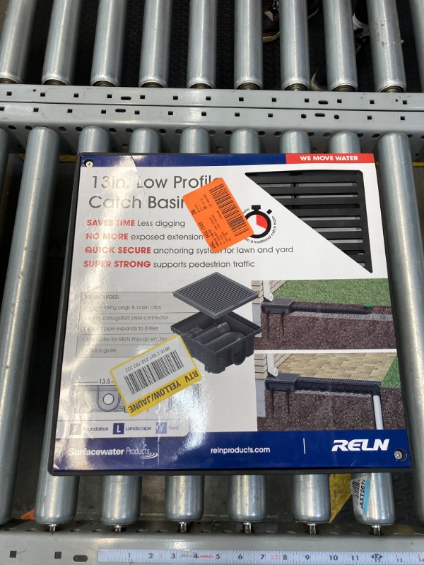 Photo 1 of 13 in. Square Low Profile Drainage Catch Basin Kit with Grate, Black
