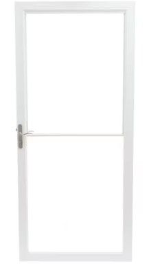 Photo 1 of 2000 Series 36 in. x 80 in. White Universal Full View Retractable Aluminum Storm Door with Nickel Hardware