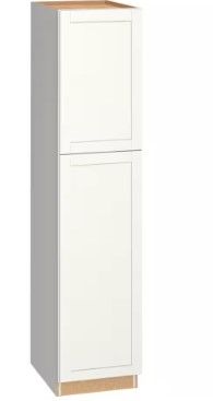 Photo 1 of ***SIDE WALL IS DAMAGED ON ONE SIDE*** Westfield Feather White Shaker Stock Assembled Pantry Cabinet (18 in. W x 23.75 in. D x 84 in. H)