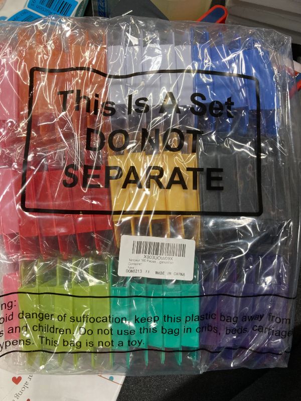 Photo 2 of 100 Pieces Plastic Basket Labels Clip on Labels for Storage Bins Removable PVC Pantry Labels Erasable Chalkboard Basket Tags Kitchen Bin Labels with 4 Chalk Markers for Organization Container