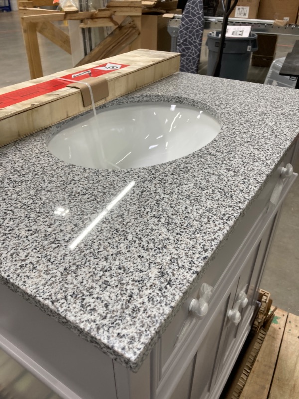 Photo 3 of 36" Grey Chatham Vanity, Boulder Cultured Marble Vanity Top, undermount oval bowl