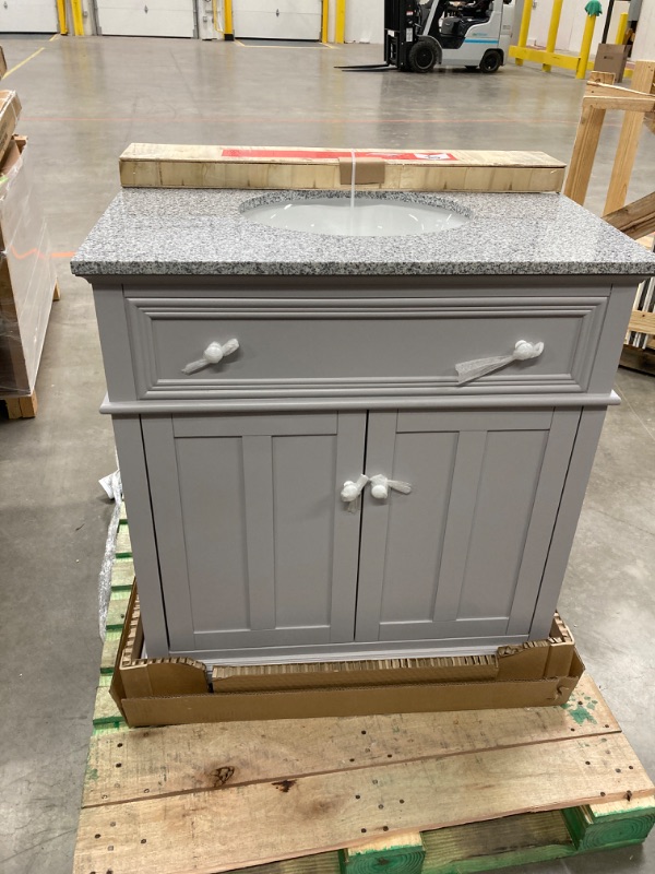 Photo 2 of 36" Grey Chatham Vanity, Boulder Cultured Marble Vanity Top, undermount oval bowl