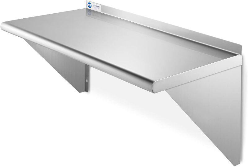 Photo 1 of 14 in. x 24 in. Stainless Steel Wall Shelf Kitchen, Restaurant, Garage, Laundry, Utility Room Metal Shelf with Brackets