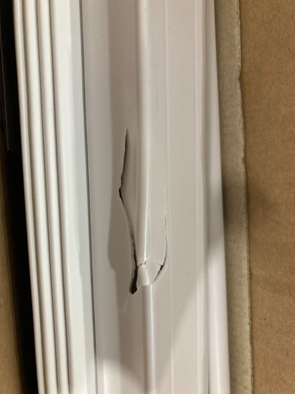 Photo 5 of ***DAMAGED*** White Cordless Faux Wood Blinds for Windows with 2 in. Slats - 31 in. W x 48 in. L (Actual Size 30.5 in. W x 48 in. L)
